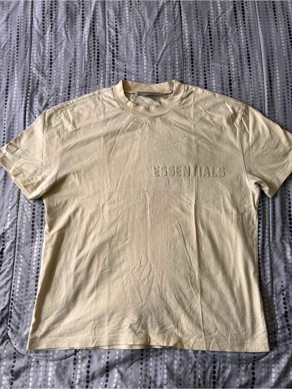 ESSENTIALS Men's Cream Raised Logo Short Sleeve Tee
